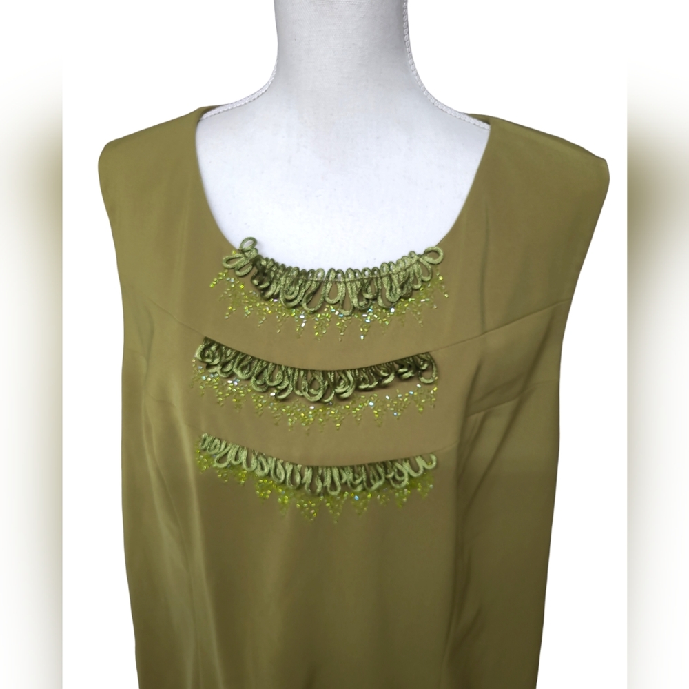 DVC EXCLUSIVE SHIRT WOMENS SIZE 24 GREEN SLEEVELESS BLOUSE BACK ZIP NEW - Picture 2 of 14